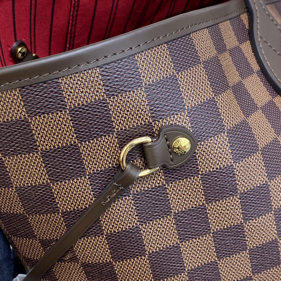 Louis Vuitton NEVERFULL GM Damier Azur Handbag N41357 Cerise Red